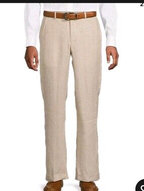 Nwt Baird McNutt 100% Linen Mens Pants 46x29 Zac Classic Fit Flat Front Cream